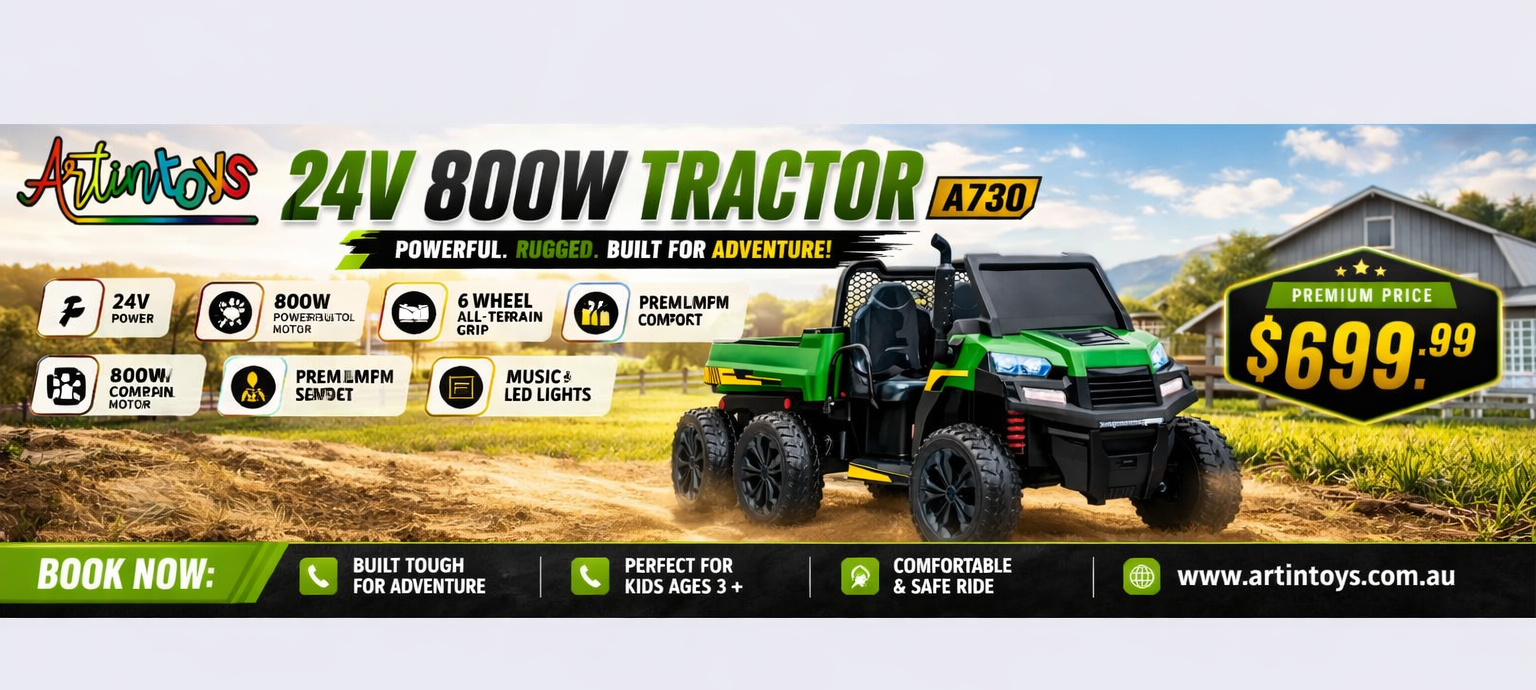 Kids 24v Battery Operated Ride On Tractor